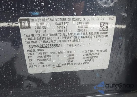 2014 Cadillac Srx Performance Collection из США, поврежденный, VIN 3GYFNCE32ES588316